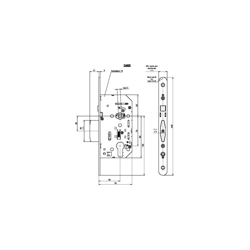Serrure à encastrer monopoint d'urgence AUTO D469 - VACHETTE ASSA ABLOY Serrure à encastrer monopoint d'urgence AUTO D469 - VACHETTE ASSA ABLOY