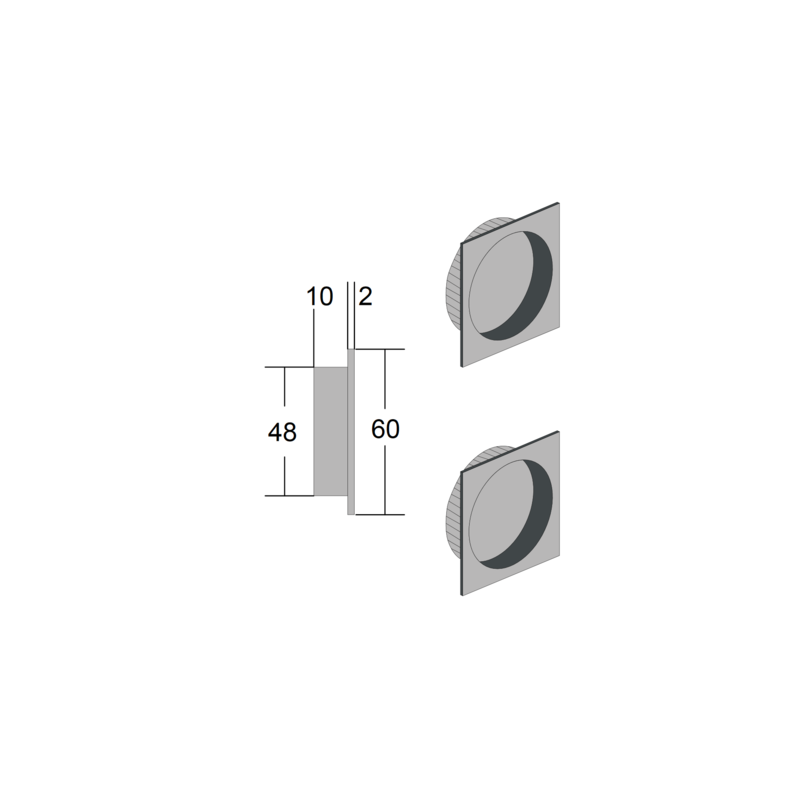Paire de cuvettes carrées PQS Ø 48 mm pour porte coulissante EASY - BONAITI Paire de cuvettes carrées PQS Ø 48 mm pour porte coulissante EASY - BONAITI