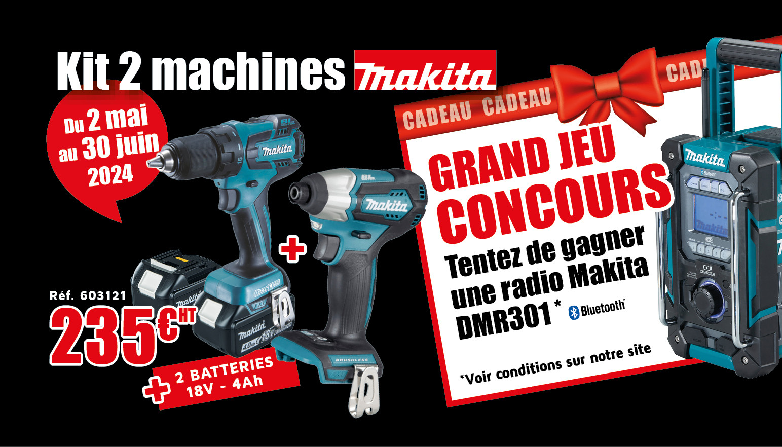 Kit 2 machines MAKITA + Tirage au sort Radio DMR301